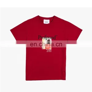 DiZNEW 2020 European and American Mens Vintage Pullover Organic Cotton t Shirt Red thumbnail-2