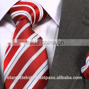 Red Striped, Necktie Set, Pocket Square and Cufflink Set Neck Tie, Corbata, Gravate, Krawatte, Cravatta, Fashion Tie thumbnail-1