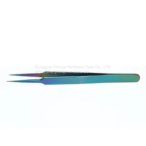 Eyelash Grafting Tweezers Special Colorful Eyelash Beautifying Tools High Precision Color Flowering Clip Straight Elbow Tweezers No. 14 Tweezers thumbnail-3