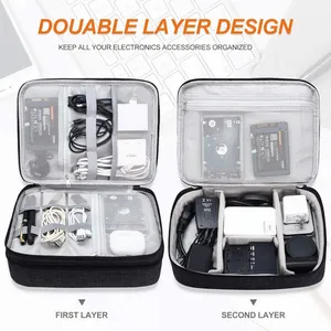 Waterproof Double Layer Electronics Organizer Portable Storage Case thumbnail-5
