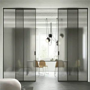 With OPK Sliding System Glass Partition Door for Bedroom Living Room and Bathroom Room Divider Star Hotel Villa Apartment Use thumbnail-1