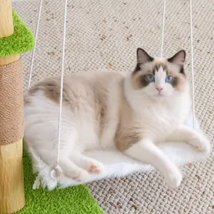 Multi Level Cat Tree With Wooden House and Sisal Ladder for Pet Play and Rest thumbnail-2