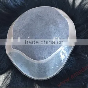 Top Quality 100% Brazilian Human Hair Men's Wig Toupee For Black Men Lace Top Toupee thumbnail-5