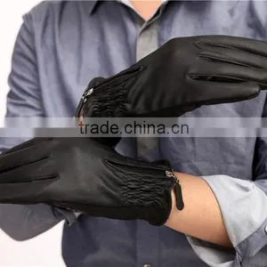 Zipper Leather Gloves, Fall and Winter Warm Fashiongloves, Full Finger Gloves thumbnail-2