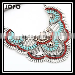 2016 Hot Sale Personality Silver Plated Geometric Pendant Multilayer Tassel Big Jewelry Set thumbnail-1