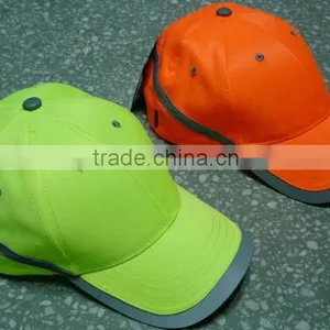 Custom 10x10 Cotton Plain Reflective Strip Fluorescent Yellow Baseball Cap thumbnail-1