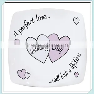 8 Inch Square Ceramic Wedding Plate thumbnail-1