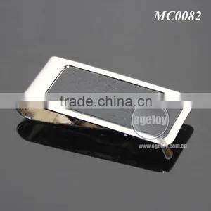 Men Style Fashion Stainless Steel Metal Black Genuine Leather Money Clip thumbnail-4