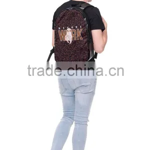High Quality 3D Print Custom Leather Men Travelling Backpack Bag thumbnail-2