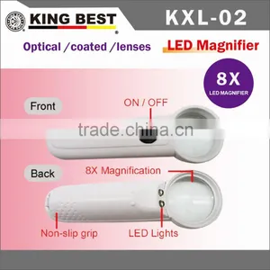 KING BEST 8X Led Light Gifts Magnifier Light Bright LED Cheap Non-slip Grip Magnifying Glass thumbnail-1
