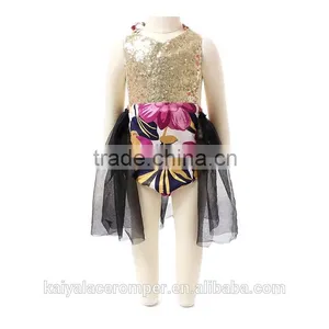 2016 Wholesale Summer Bodysuit Cotton Yarn Baby Kids Clothes Paillette Top thumbnail-1