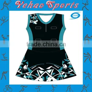 Blue and Black Color Special Dye Sublimation Netball Jersey for Youth thumbnail-1