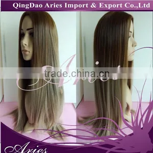 24" Long Straight Black to Grey Heat Resistant Lace Front Hair Wig thumbnail-2