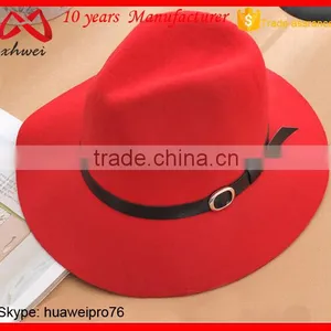 Fashion Woolen Felt Floppy Hat Winter Vintage Fedora Hat With Leahter Band thumbnail-2
