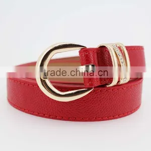 Women's Plain High Quality PU Faux Leather Belt With Rhinestone Ring in YiWu/Thin Waist Belt for Lady thumbnail-4