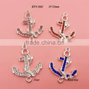 New Flatback Anchor Rhinestone Button for Patriotic Day (BTN-5681) thumbnail-1