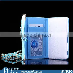 Hot New Products 2015 Trifold Design for Sony Xperia Z3 Wallet Case With Elegant Chain thumbnail-3