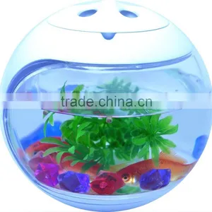 Smart Nano Glass Aquarium Fish Tank , Led Round Fish Tank thumbnail-1