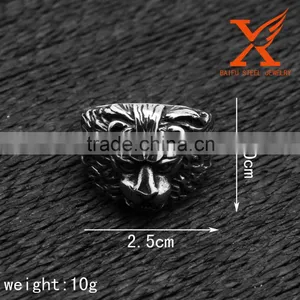 In Stock Man Jewelry Top Quality Luxury Wholesale Cheap Custom Hand Made Stainless Steel Casting Lion Shape Ring thumbnail-2