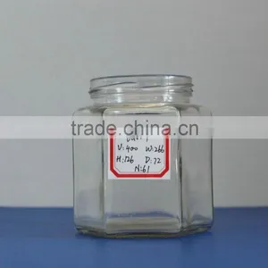 Empty Glass Hexagon Jar for Sauce thumbnail-1