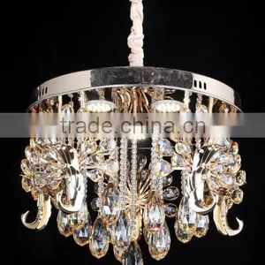 WD-6817PA Champagne Gold K9 Grace Peacock Crystal Pendant Light thumbnail-1