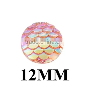 2016 Hot Sale 50pcs/lot Flat Back Resin Beads Round At Random Fish Scale Pattern 10mm( 3/8") thumbnail-4