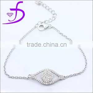 Wholesale 925 Sterling Silver Micro Pave Eye Design Charm Bracelet thumbnail-1