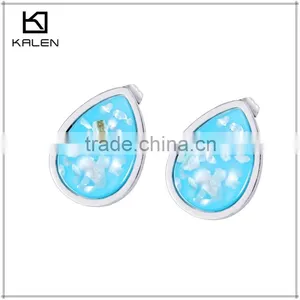 Guangzhou Fashion Blue Crystal Stone Stainless Steel Pendant Jewelry Set thumbnail-2