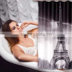 Paris Eifel Tower Bathroom Shower Curtain With Ring Hook thumbnail-6
