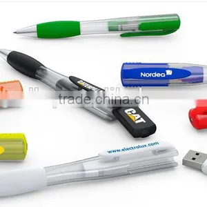 Creative Colorful Crystal Pen Usb Memory Plastic Transparent USB Pen Sticks Christmas Promition Gift With Your Logo thumbnail-5