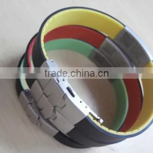 Custom Silicon Bracelet With Engraved id Plate Sports Bracelet thumbnail-2