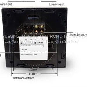 EU Standard 110V/250V Two Gang One Way Black Crystal Glass Panel Wall Switch Touch Light Switch thumbnail-5