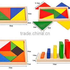 Early Educational Toy Montessori With 14pcs Wooden Geometry Blocks thumbnail-3