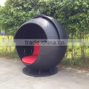Special Design Rattan Furniture Rotatable Black Apple Sunbed thumbnail-3