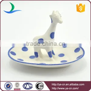 Handmade Custom Sika Deer Embossed Wedding Ceramic Ring Dish thumbnail-1