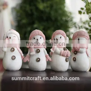 3" Miniature Glittered Resin Chinese Christmas Snowman Figurines thumbnail-1