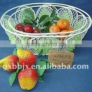 Egg Shaped Creamywhite Decorative With Green Pearl Storage Fruit Basket Mill thumbnail-1