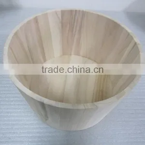 Hot Sale Natural Handmade Round Shape Solid Wooden Barrel, Wood Barrel With Rope Handle Manufacture thumbnail-1