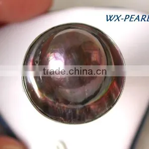 Fashion Gold Stainless Steel Purple Pearl Rings Tahitian Pearl Ring thumbnail-1