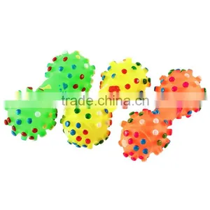 Hot Sale!! 2015 Christmas Gift Pet Supplies Pet Dog Cat Puppy Colorful Sound Polka Dot Squeaky Rubber Dumbbell Chewing Toy thumbnail-3
