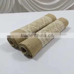 Burlap and Lace Table Runner Hessian Table Runner for Rustic Wedding Decoration thumbnail-3