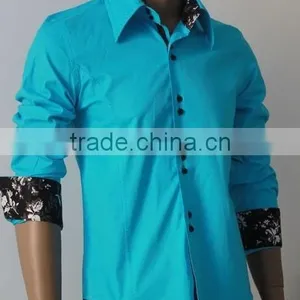 Fashion Man Shirts Slim Contrast Collar Cuff Shirt for Man Best Stylish Man Dress Shirts thumbnail-1