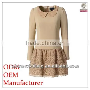 Popular Girl New Stylish Close-fitting Ladies' Fashion Coat Dress With Laced Skirt and Horse-hoof Collar thumbnail-1