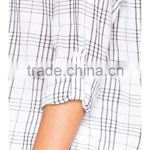 Custom Women Western Plaid Oversized Shirts Wholesale OEM Service thumbnail-4
