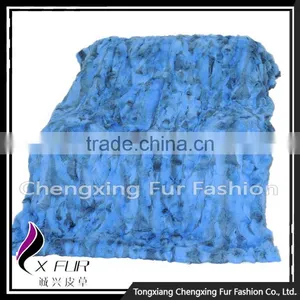 CX-D-11H Top Quality Home/Hotel Carpet Patchwork Rabbit Fur Fur Throw Blanket thumbnail-2