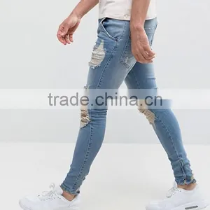2017China Factory Skinny 95% Cotton 5% Spandex Fashion Distressed Ripped Jeans thumbnail-4