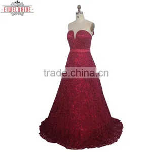 China Red Custom Beaded Evening Dress thumbnail-1