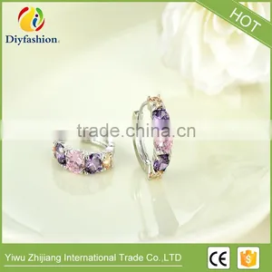 Latest Design Jewelry Copper Material Gold Plated Cubic Zirconia cz Stud Earrings thumbnail-6