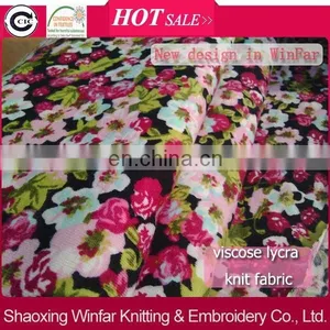 Winfar Textile Knit Single Jersey Super Soft Ring Spun Viscose Lycra Fabric Printed for Garment thumbnail-1