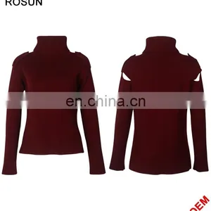 Winter Turtleneck Buttons on Shoulder Pullover Cashmere Sweater thumbnail-3